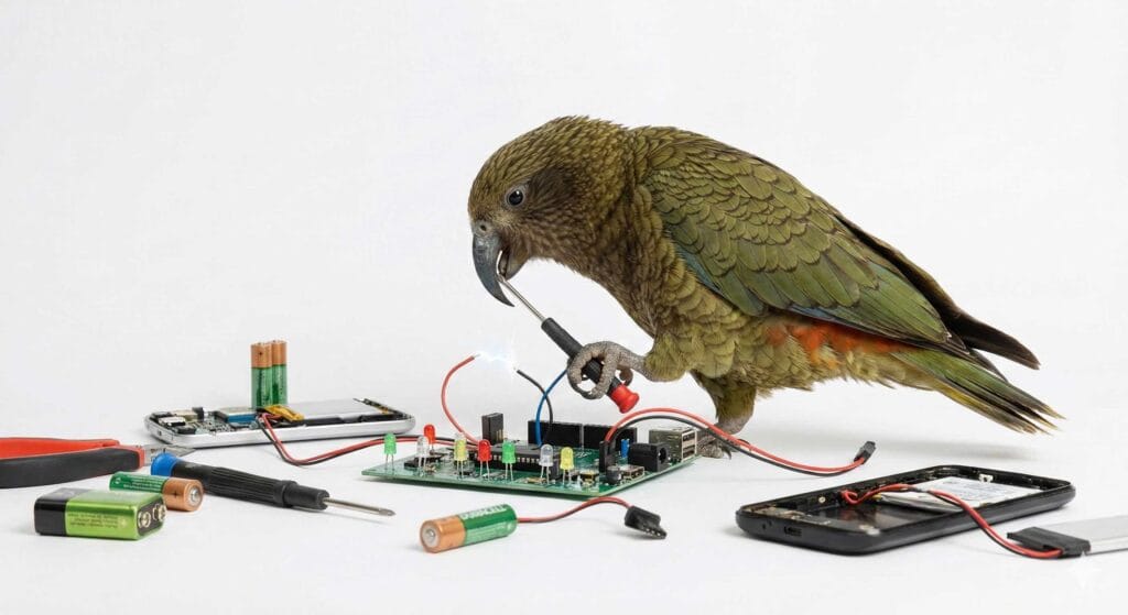 Nahaufnahme eines Prüfgeräts mit Kabeln und Anschlüssen für elektrische Tests.